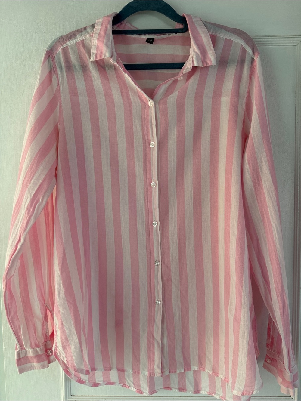 H&M Cotton Pink & White Stripe Button-Down Shirt